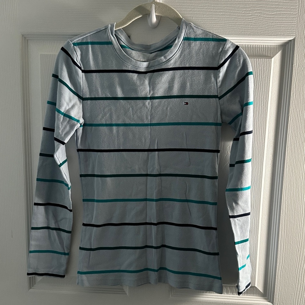 Tommy Hilfiger Stripped Long Sleeve Tee - Blue